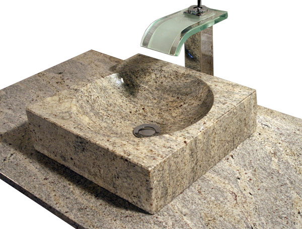 Tan Brown braun Doppel waschtisch Waschbecken Granit Naturstein Kashmir White Granitwaschtisch Waschbecken heller Granit Naturstein