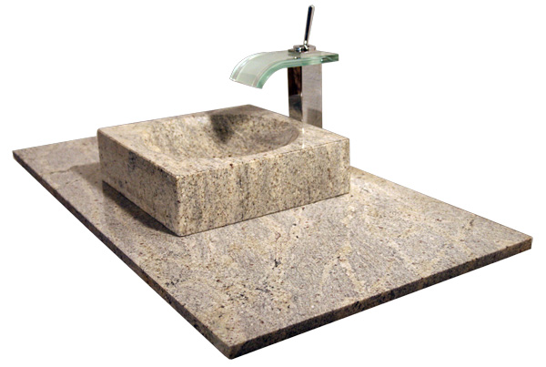 Tan Brown braun Doppel waschtisch Waschbecken Granit Naturstein Kashmir White Granitwaschtisch Waschbecken heller Granit Naturstein