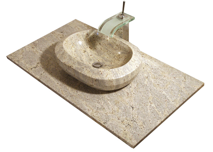 Tan Brown braun Doppel waschtisch Waschbecken Granit Naturstein Kashmir White Granitwaschtisch Waschbecken heller Granit Naturstein