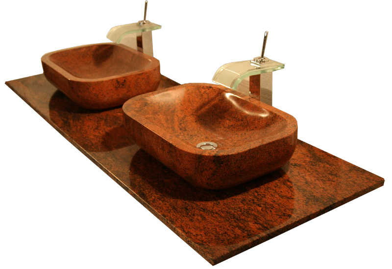 Multicolor Rot Doppelwaschtisch Waschbecken Granit Naturstein Multicolor Rot Doppelwaschtisch Waschbecken Granit Naturstein