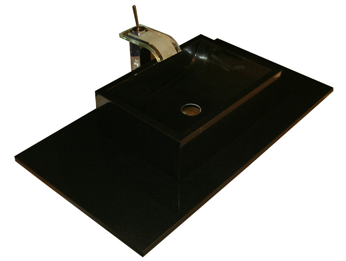 Tan Brown braun Doppel waschtisch Waschbecken Granit Naturstein Nero Assoluto Granitwaschtisch Waschbecken schwarzer Granit Naturstein