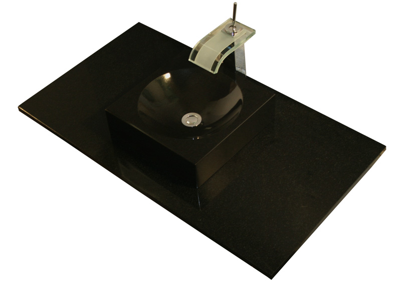 Tan Brown braun Doppel waschtisch Waschbecken Granit Naturstein Nero Assoluto Granitwaschtisch Waschbecken schwarzer Granit Naturstein
