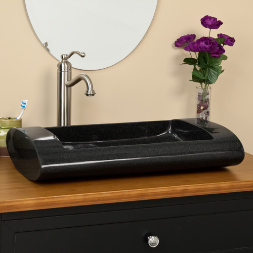 Tan Brown braun Doppel waschtisch Waschbecken Granit Naturstein Nero Assoluto Granitwaschtisch Waschbecken schwarzer Granit Naturstein