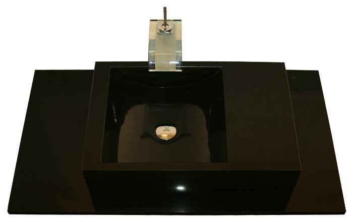 Tan Brown braun Doppel waschtisch Waschbecken Granit Naturstein Nero Assoluto Granitwaschtisch Waschbecken schwarzer Granit Naturstein