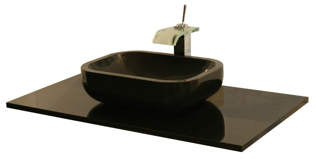Tan Brown braun Doppel waschtisch Waschbecken Granit Naturstein Nero Assoluto Granitwaschtisch Waschbecken schwarzer Granit Naturstein