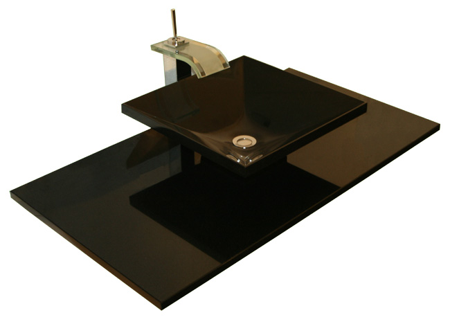 Tan Brown braun Doppel waschtisch Waschbecken Granit Naturstein Nero Assoluto Granitwaschtisch Waschbecken schwarzer Granit Naturstein