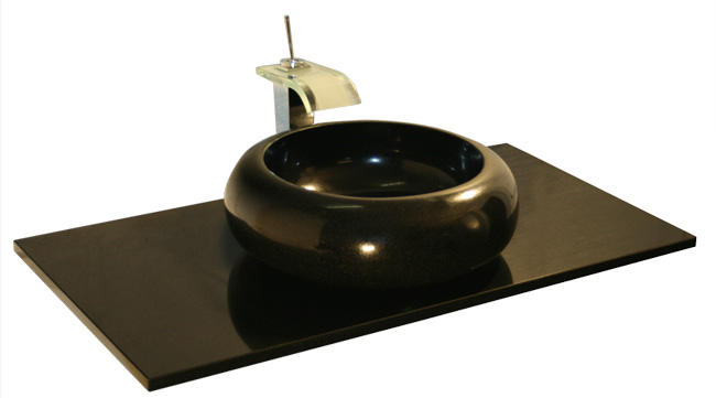 Tan Brown braun Doppel waschtisch Waschbecken Granit Naturstein Nero Assoluto Granitwaschtisch Waschbecken schwarzer Granit Naturstein