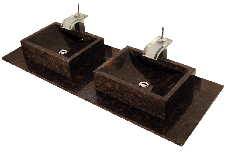 Tan Brown braun Doppel waschtisch Waschbecken Granit Naturstein Tan Brown braun Doppel waschtisch Waschbecken Granit Naturstein