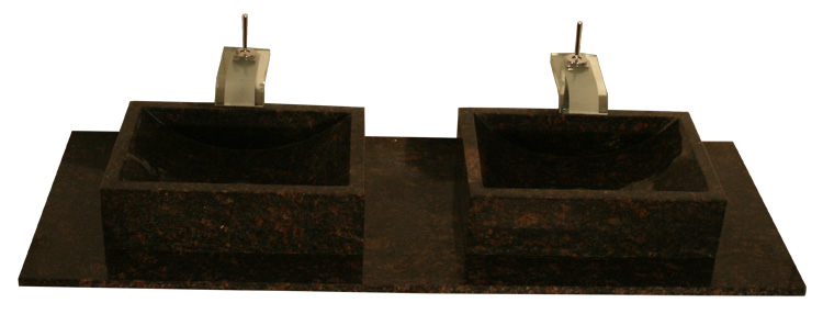 Tan Brown braun Doppel waschtisch Waschbecken Granit Naturstein Tan Brown braun Doppel waschtisch Waschbecken Granit Naturstein